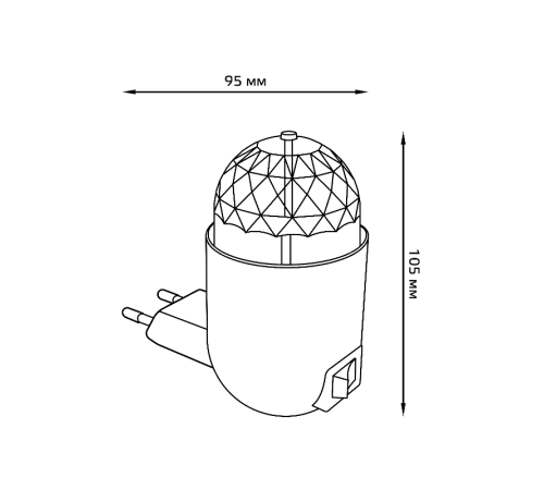 Светильник розеточный с фиксированной проекцией "диско", 3W, белый 1/100  DIY0041  Gauss