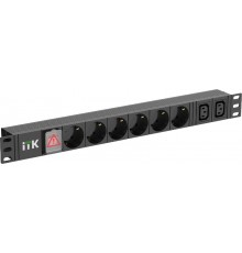 ITK PDU 6 розеток нем. ст. + 2 С13 LED 1U каб. 2м нем. ст.  PH12-6D2C131-P  ITK