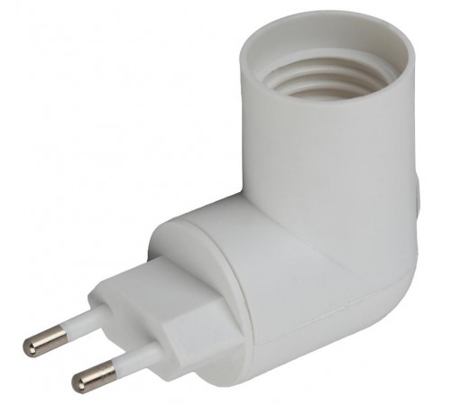 Переходник вилка-Е27 с выключателем, белый  Б0027981  ЭРА