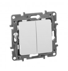 Etika Белый Выключатель 2-х клавишный, 10А, винтовые клеммы  672202  Legrand