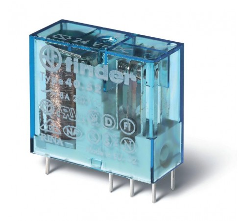 Finder Реле миниатюрное универсальное электромеханическое, выводы с шагом 5 мм, 2CO 8A, конт. AgNi, катушка 24 В DC, (50 шт.)  405290240000  Finder