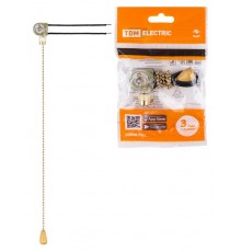 Сонетка-выключатель для бра с цепочкой 3А 250В золото  SQ1806-0226  TDM