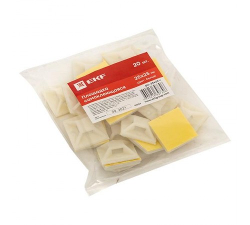 Площадка самоклеящаяся (20х20мм.) белая (20шт.) PROxima plc-20x20-r  EKF