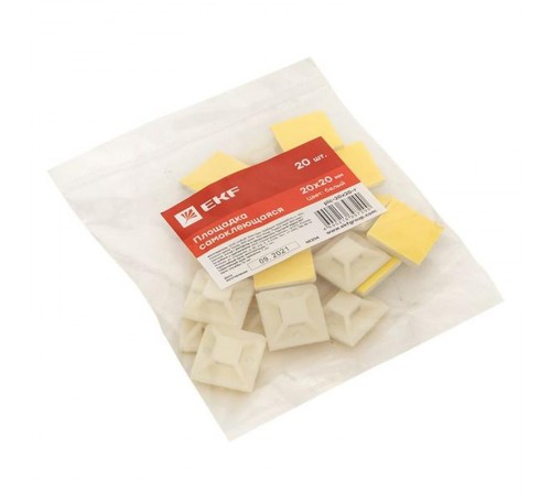 Площадка самоклеящаяся (20х20мм.) белая (20шт.) PROxima plc-20x20-r  EKF