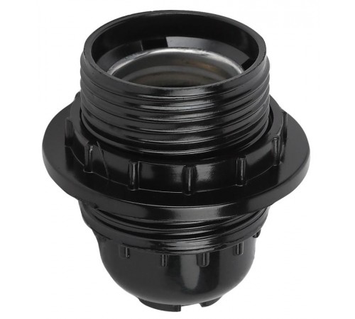 Патрон Е27 с кольцом,бакелит, черный (x50)  Б0044084  ЭРА