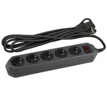 Сетевой фильтр USF-5es-3m-B   (черный) с заземл, 3x0,75мм2, с выкл, 5гн, 3м (20/600) Б0019034  ЭРА