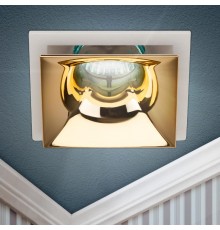 Cветильник встраиваемый декоративный KL102 WH/GD MR16 GU5.3 белый золото  Б0056352  ЭРА