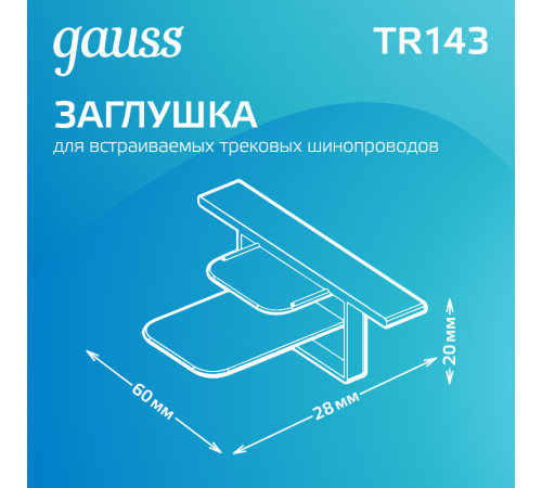 Заглушка для встраиваемого трекового осветительного шинопровода черный  TR143  Gauss