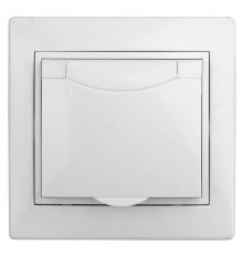 1-207-01 Intro Розетка 2P+E Schuko с крышкой со шторками, 16А-250В, IP42, СУ, Plano, белый  Б0035338  Intro