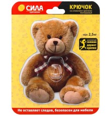 Крючок SHT12-S1C-12 на силиконовом креплении Мишка Teddy 12х14.5 см нагрузка до 2,5 кг  Б0002519  СИЛА
