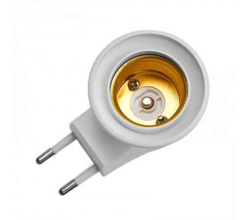 LH61 Патрон-переходник с E27 на розетку (для лампы E27), с выключ., 230V, пластик, белый, 40*60мм  41039  Feron