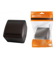 Выключатель 1-кл. открытой установки IP44 10А шоколад "Селигер"  SQ1818-0201  TDM