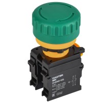 Кнопка "Грибок" поворот. с фикс. 1NO+1NC зелёная MASTER  MI-BG60-11ZS-3-23-K06  IEK
