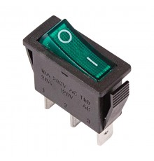 Выключатель клавишный 250V 15А (3с) ON-OFF зеленый с подсветкой  36-2213  REXANT