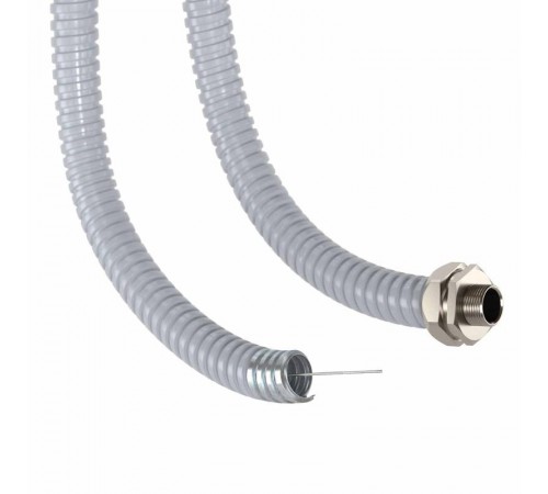 Металлорукав DN 15мм в герметичной ПВХ изоляции, Dвн 15,5 мм, Dнар 19,5, с протяжкой, 50 м, цвет серый  6071R-015P  DKC