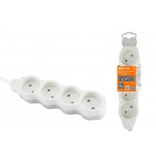 Удлинитель бытовой "Люкс" УЛ4 4 гнезда, 7м, б/з, с з/ш, ПВС 2х0,75 мм2 10А/250В бело-серый  SQ1303-0188  TDM