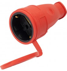 RST16-21-44 Розетка перенос 1-мест c/з с крышкой, каучук 250В,16А, IP44, сер Одри(РА16-005), красный  39195  STEKKER