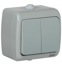 AQUATIC IEK Выключатель 2-клавишный 10А О/У IP54 ВС-20-2-0-А  EVA20-K03-10-54  GENERICA