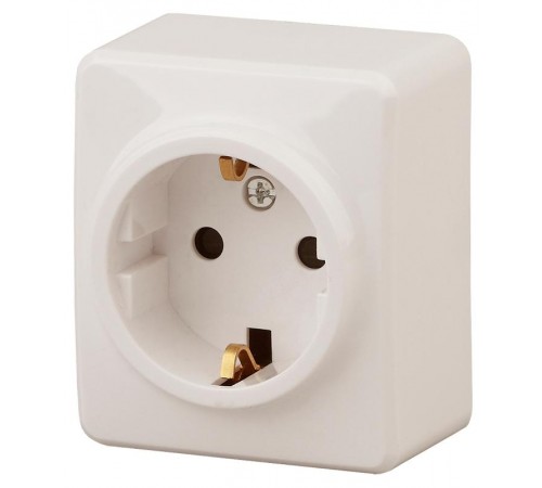 Розетка 11-2204-02  2P+E Schuko со шторками, 16АХ-250В, ОУ, Эксперт, Слоновая кость Б0020689  ЭРА