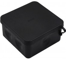 Коробка разветвительная (черная) 100*100*50 двухкомпонентная  IP66 стойкая к УФ с поводком  КР2404-08  HEGEL