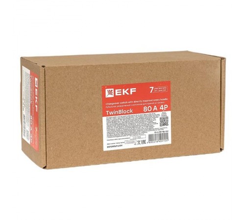Рубильник 80A 4P реверсивный c рукояткой для прямой установки TwinBlock  tb-s-80-4p-rev  EKF