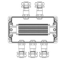 Взрывозащищенная клеммная коробка из полиэстера TBE-P-04-(25xHMM.2)-2xKAEPM2MHK-20(A)-3xKAEPM2MHK-20(C)1Ex e IIC Т5 Gb / Ex tb IIICT95°C Db IP66/КЗ  