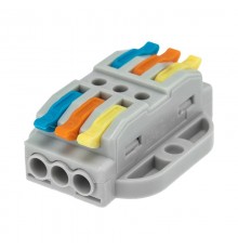 Клемма СМК 222-423P проходная 3 полюса, с монтажной площадкой (0,08-4 мм), серая (блистер 5 шт./уп.)  07-6263-5  REXANT