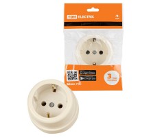 Розетка 2П+З открытой установки IP20 16А сл. кость "Ретро"  SQ1806-0528  TDM