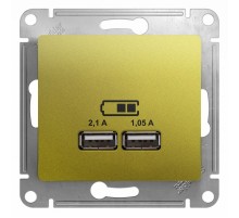 Glossa Фисташковый USB Розетка, 5В/2100мА, 2х5В/1050мА, механизм  GSL001033  SE