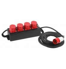 Удлинитель силовой IND380-U-4e-5x4-5m-IP44 на 380В на каучуковой колодке 4 розетки 4xCEE 5P 5м КГ 5х2,5 32A IP44  Б0057318  ЭРА