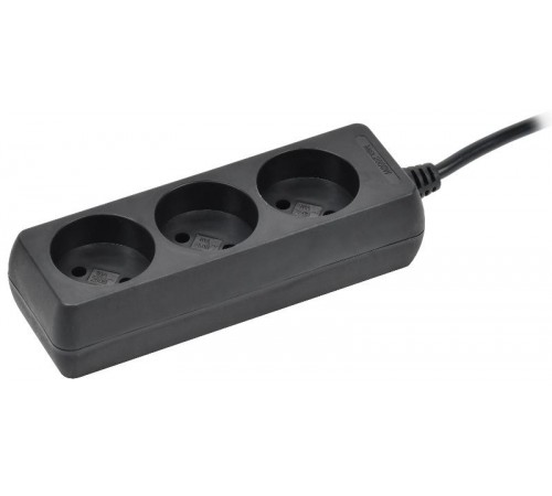 Удлинитель У3 3 места б/з 1,5м 2х0,75мм2 10А 250В чер.  WYP10-06-03-01-K02  IEK