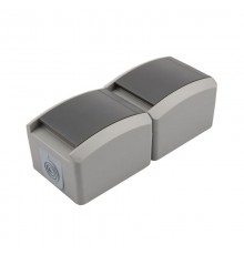 Блок вертикальный 2 розетки (керамика) INDUSTRIAL IP54 с заземлением, о/у, серый  KR-78-0616  Kranz