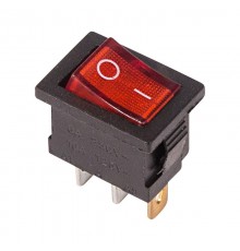 Выключатель клавишный 250V 6А (3с) ON-OFF красный с подсветкой Mini  36-2150  REXANT