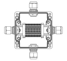 Взрывозащищенная клеммная коробка из полиэстера TBE-P-03-(10xCBC.2)-1xPABMP(A)-1xPABMP(B)-1xPABMP(C)-1xPABMP(D)1Ex e IIC Т5 Gb / Extb IIIC T95°C Db IP