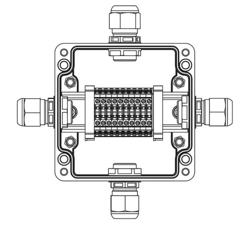 Взрывозащищенная клеммная коробка из полиэстера TBE-P-03-(10xCBC.2)-1xPABMP(A)-1xPABMP(B)-1xPABMP(C)-1xPABMP(D)1Ex e IIC Т5 Gb / Extb IIIC T95°C Db IP