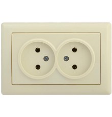 BOLERO кремовый Розетка 2-местная б/з 10А РС20-1-0-БК  ERB20-K33-10  IEK