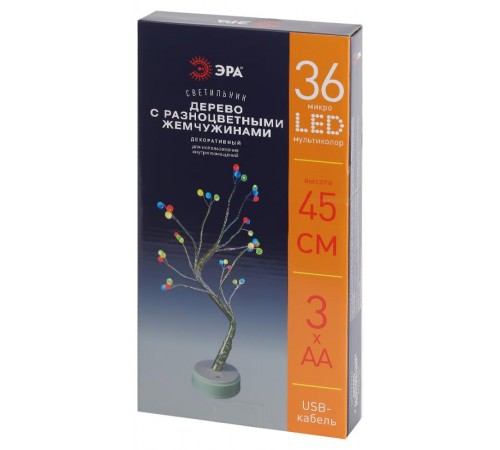 Декоративный светильник Дерево с самоцветами h 45 см, ЕGNID - 36M , мультиколор, 36  диодов, 3*АА, IP20  Б0051948  ЭРА