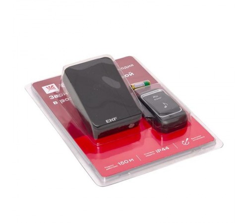 Звонок беспр. в розетку Classic (230В, черный, 51 мелод. с индик. 4 ур.) EKF  DBS-002B  EKF