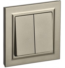 BRITE Выключатель 2-клавишный 10А в сборе ВСР10-2-0-БрШ шампань  BR-V20-0-10-K37-F  IEK