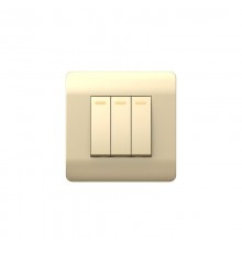 Переключатель 3-клавишный с подсветкой, 10А, шампань(NEW3-E)  431512  CHINT