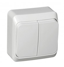 Этюд Белый О/У Выключатель 2-клавишный с подсветкой  BA10-006B  SE