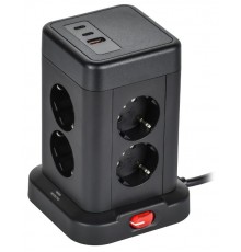 DOMINIC Удлинитель У08K 1,5м 3х1мм2 USB A+C 20Вт чер  DN-YP30-16-08-01-ZKU-K02  IEK