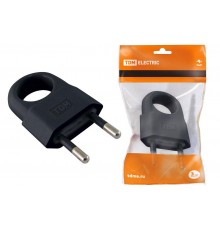 Вилка б/з с кольцом черная 10А 250В (евровилка CEE 7/16)  SQ1806-0190  TDM