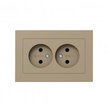 Механизм розетки двойной, 16А, без заземления, без шторок, с рамкой, шампань Эпика  UP1-SOC-200 EKF