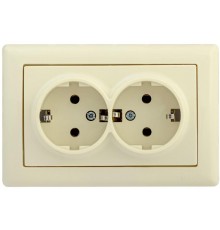 BOLERO кремовый Розетка 2-местная с/з 16А РС21-1-0-БК  ERB21-K33-16  IEK