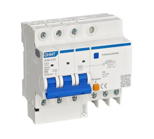 Диф. автомат NXBLE-63 3P+N C40 30мА тип AC 6кА (R)  982116  CHINT