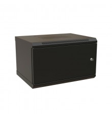 WR-TW-0645-SR-RAL9004 Шкаф настенный 19-дюймовый (19"), 6U, 367x600х450мм, цельнометал.,дверь с замком, (RAL 9004)  520238  WRLine