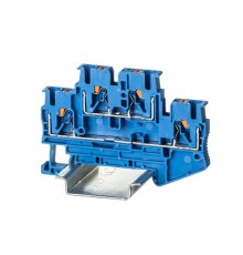 Клемма двухуровневая, зажим push-in, 4 точки подключения, 2.5 кв.мм, синяя  VPRTT-2.5-BU  DKC