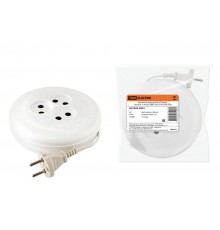 Удлинитель-рулетка УХ6-103 белая 5 метров, 3 гнезда, ШВВП 2х0,75 6А/250В  SQ1303-0501  TDM