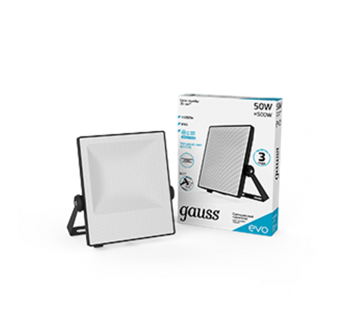 Прожектор светодиодный  EVO 50W 4500 lm IP65 6500К, IK07, черный 1/20  687511350  Gauss